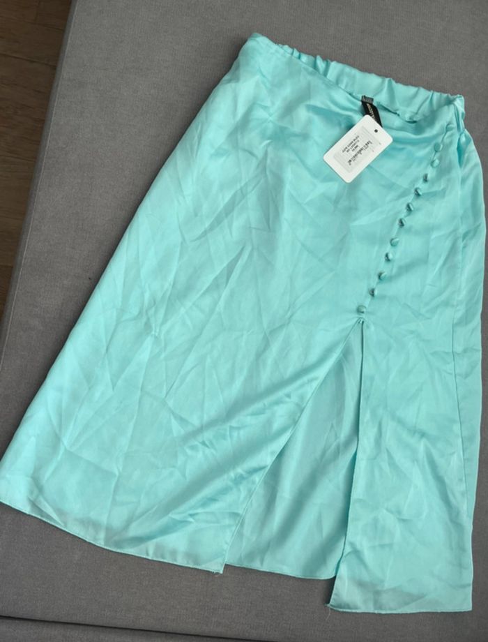 Jupe satin turquoise