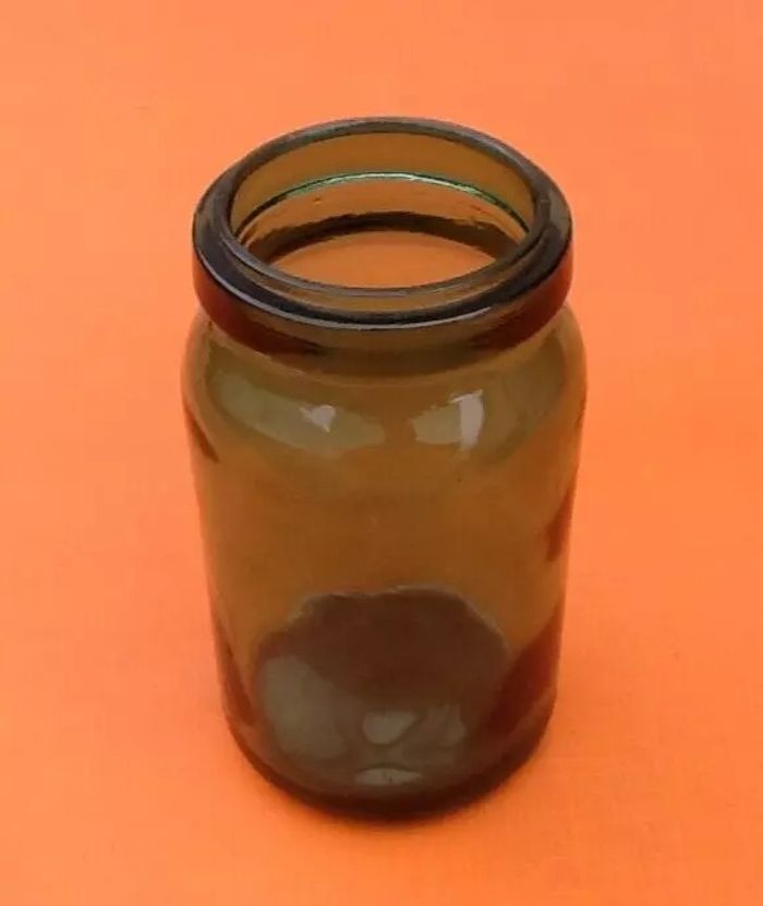 Années 1970 Pot / Bocal vintage Verre moulé vert transparent