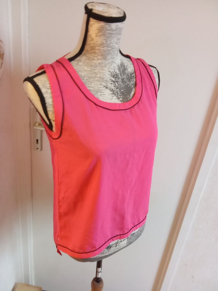 Blouse tunique débardeur été femme rose, noure, col v taille 36 ou S, women only