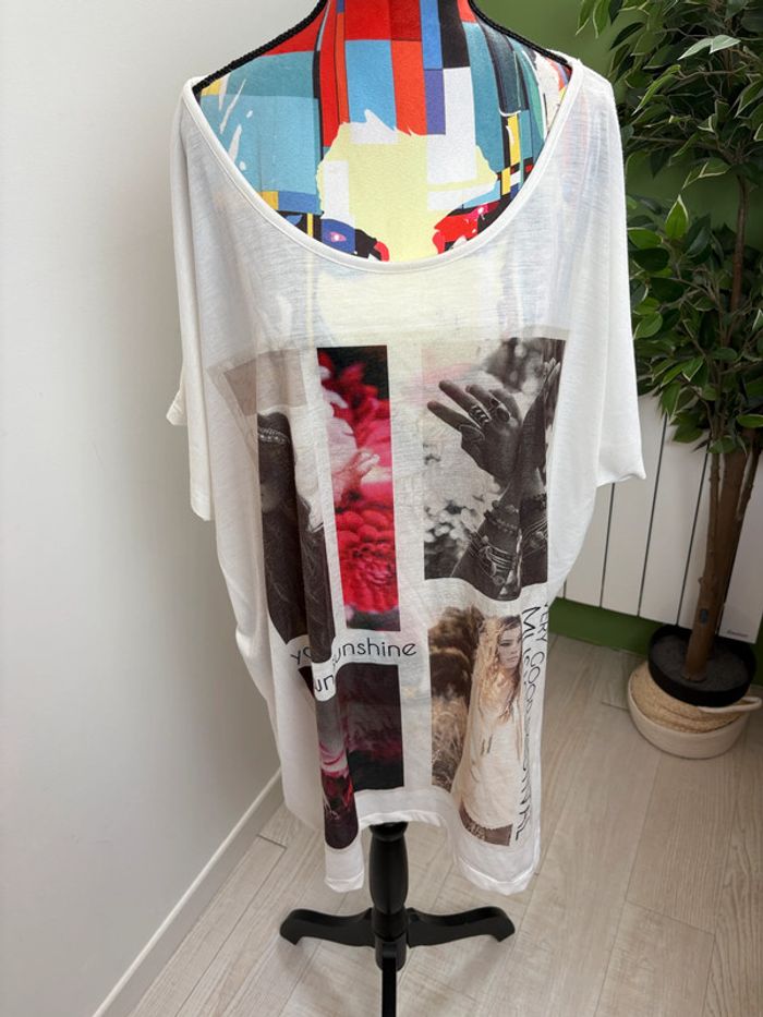 Tee-shirt Gémo | Blanc avec motifs | Taille 58