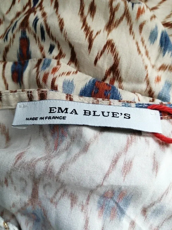 Robe longue beige avec motifs et tresse col v / ema blue's / (S-M-L moulant) - photo numéro 8