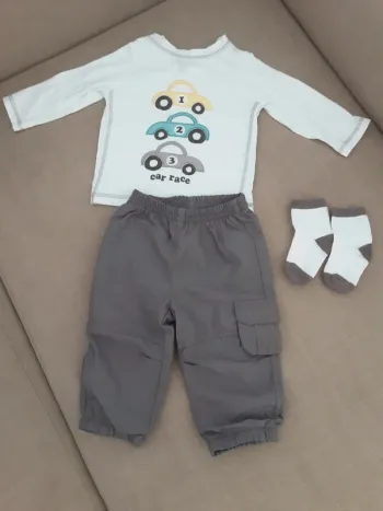 Ensemble 3 pièces couleur marron - Taille 12 mois