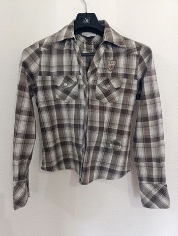Chemise marron à carreaux Pimkie T40