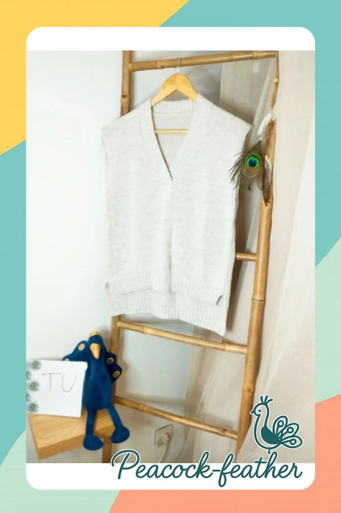 Pull crème sans manches TU neuf
