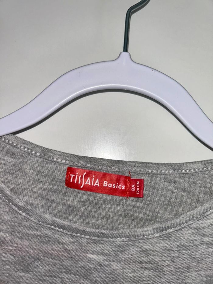T-shirt manches courtes gris motif cœur - 8 ans - Tissaia - photo numéro 3