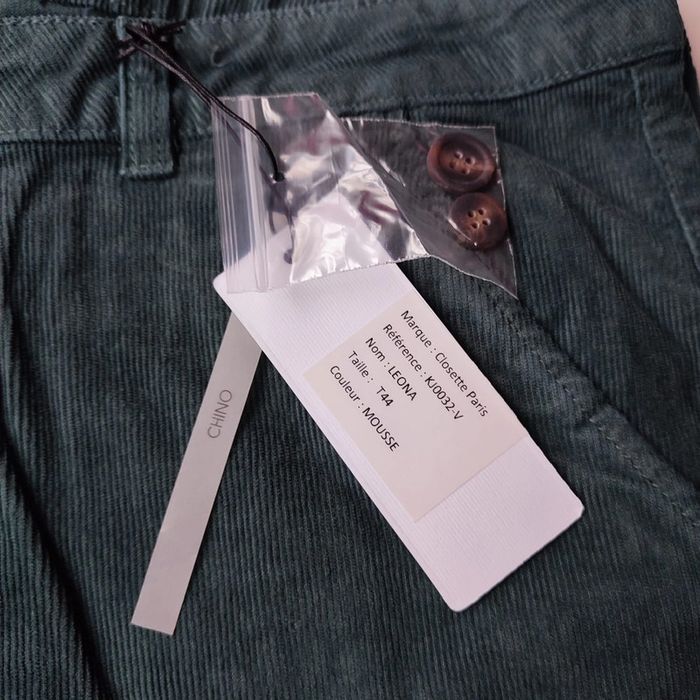 Pantalon chino velours vert neuf taille 44 Closette Paris - photo numéro 8
