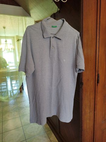 Polo pull gris Benetton coton vintage L/40 y2k