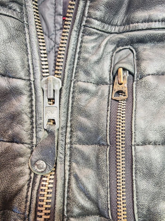Blouson en cuir matelassé Schott NYC taille S - photo numéro 3
