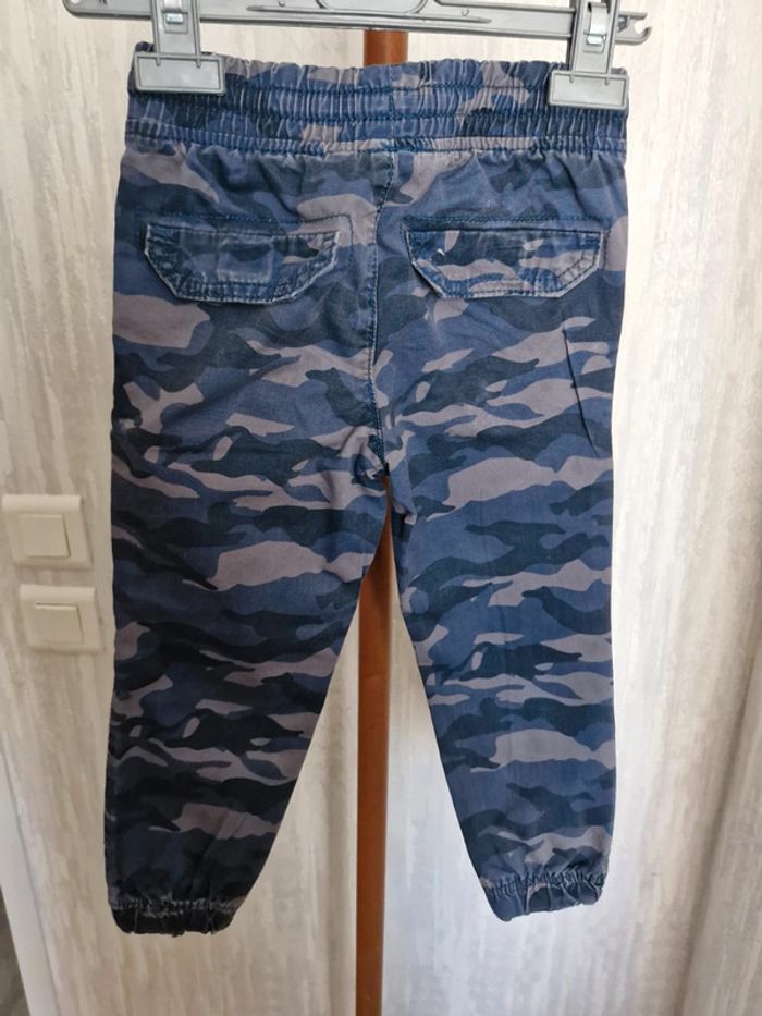 Pantalon garçon 3 ans Kiabi camouflage trellis bleu coton - photo numéro 4