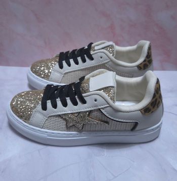 Baskets Femme Or & Léopard - Style Étoile Pailletée - Neuves Taille 36