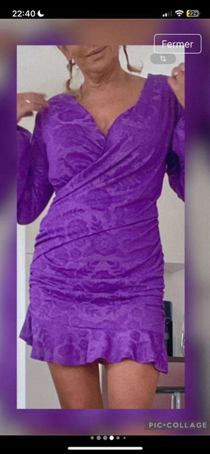 Zara jolie robe à épaulette neuve cœur croisé mauve taille 38 - photo numéro 11