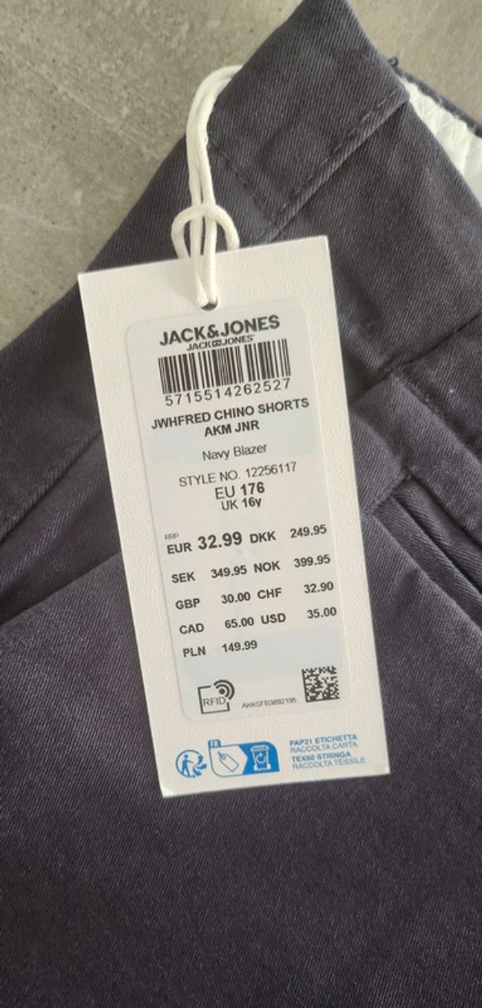 Short bermuda garçon bleu marine et jaune taille 16 ans Jack & Jones - photo numéro 5