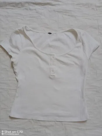 Haut croc top côtelé blanc 38