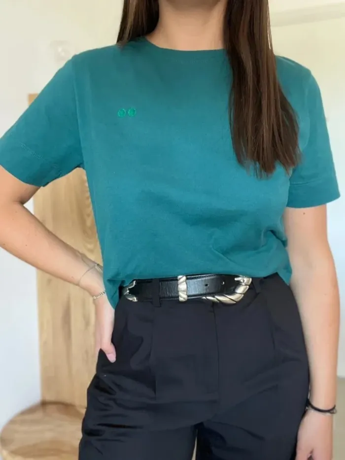 T-shirt bleu/vert canard Camaïeu - photo numéro 3