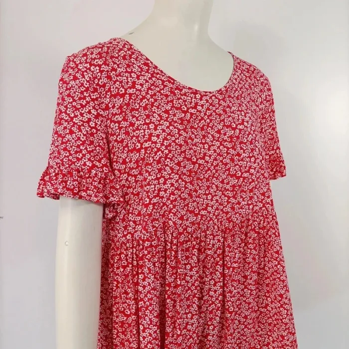 Robe rouge estivale Emery Rose fleurs blanche - taille S - A149 - photo numéro 5