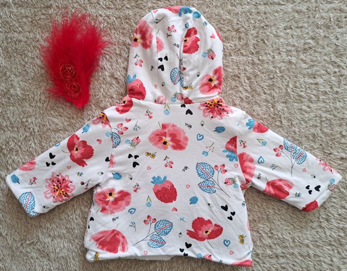 Veste chaude réversible blanche Catimini taille 6 mois - photo numéro 3