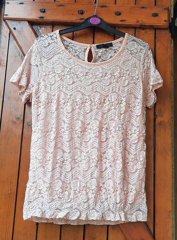 Blouse rose en dentelle, Atmosphere, taille 42