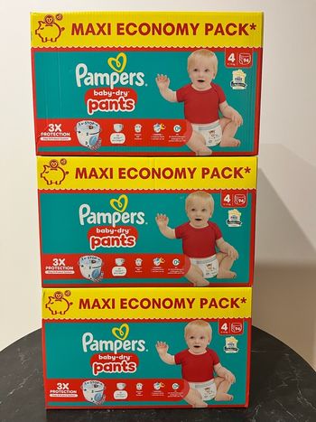 🔹 3 Packs Pampers Baby-Dry Pants Taille 4 Maxi Economy – 282 pants – Neufs scellés