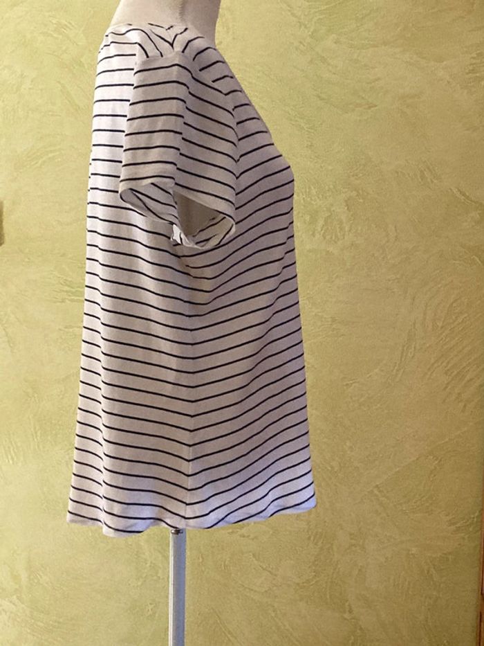 Tee shirt bleu marine blanc femme - photo numéro 4