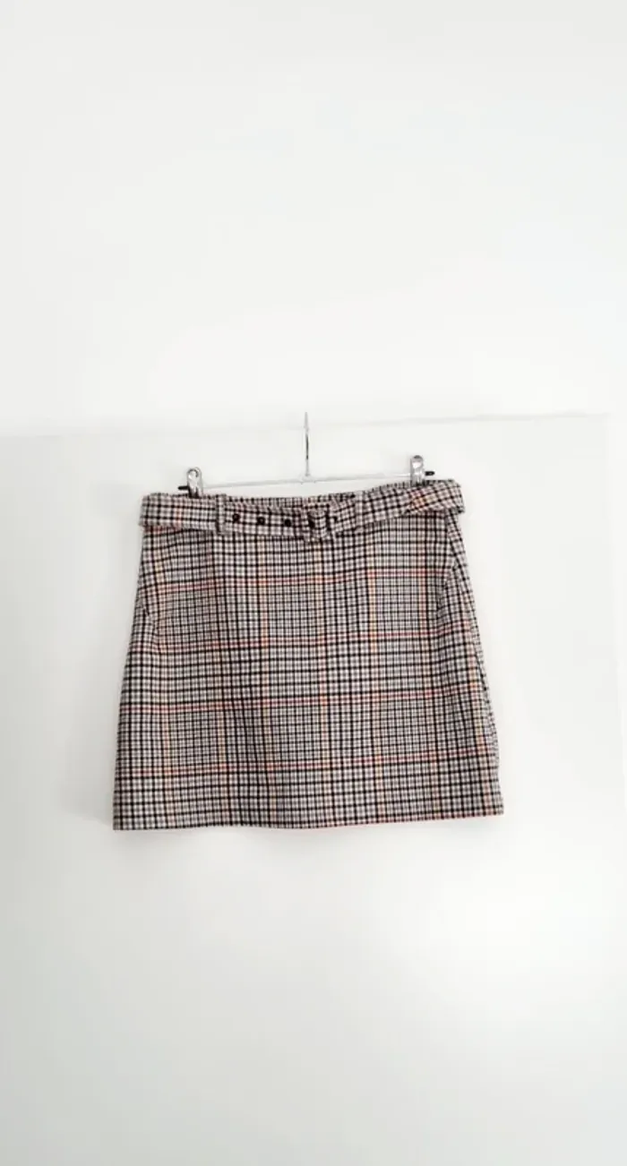 Jupe courte carreaux marron 38 mango - photo numéro 8