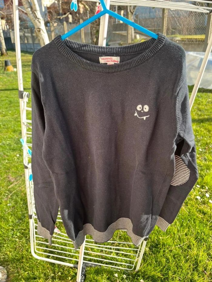 Pull noir avec coudière DPAM taille 10 ans - photo numéro 2