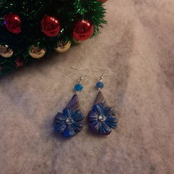 Boucles d'oreilles pendante pâte polymere Bleu multicolore