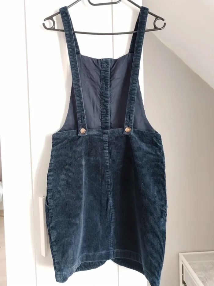 Robe salopette en velours couleur bleue - photo numéro 2