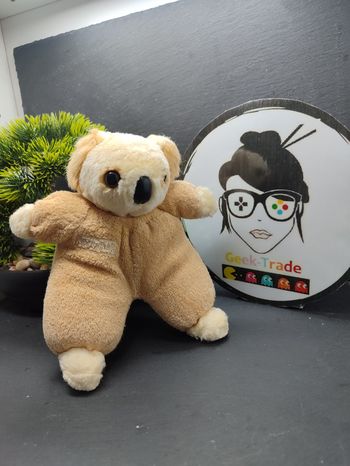 DD003651 doudou peluche ancien koala bebison beige marron Noir Éponge Vintage