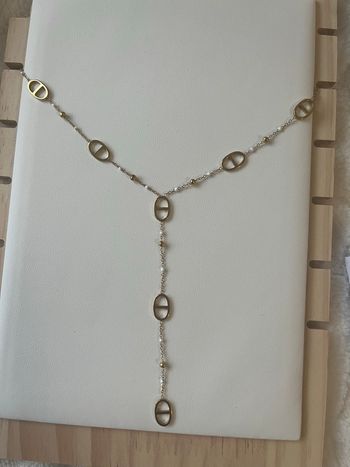 Collier cravate en acier inoxydable doré - maillon ancre