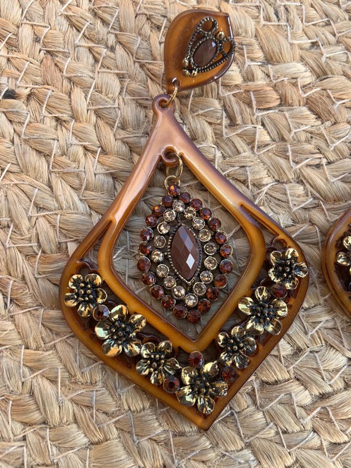 Bijoux 🎀 Boucles d’oreilles marron/doré - photo numéro 2