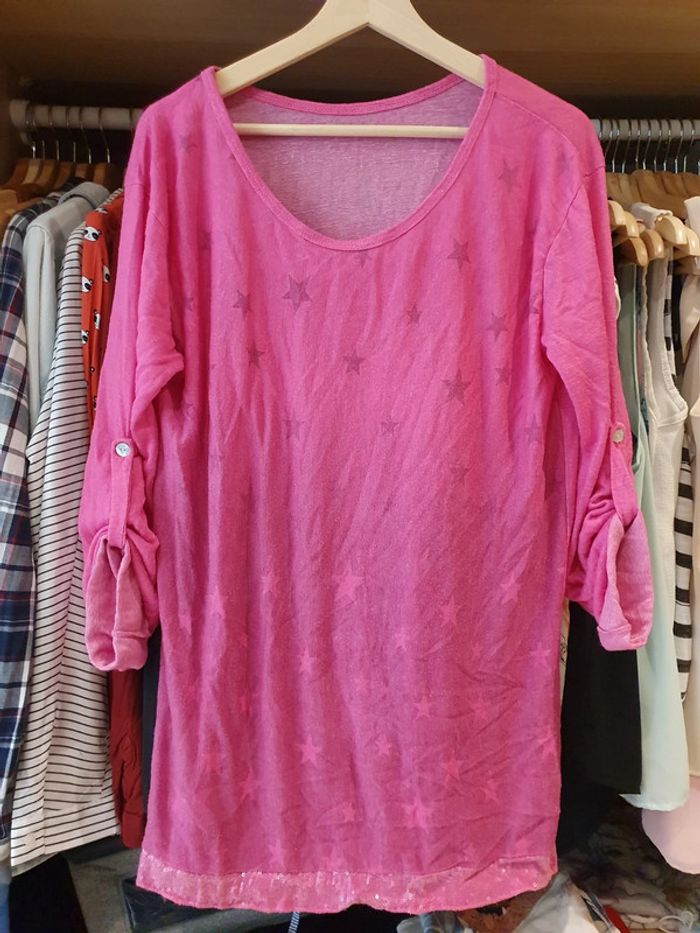 Blouse ample etoiles fushia