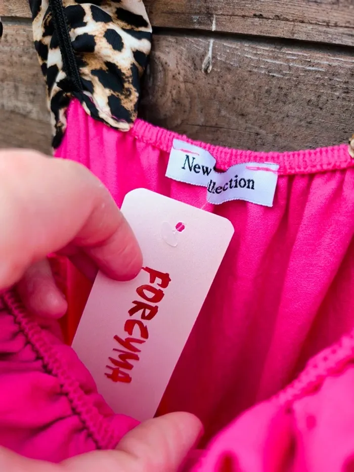 Robe longue rose fushia bretelles léopard TU 36 à 44 - photo numéro 4