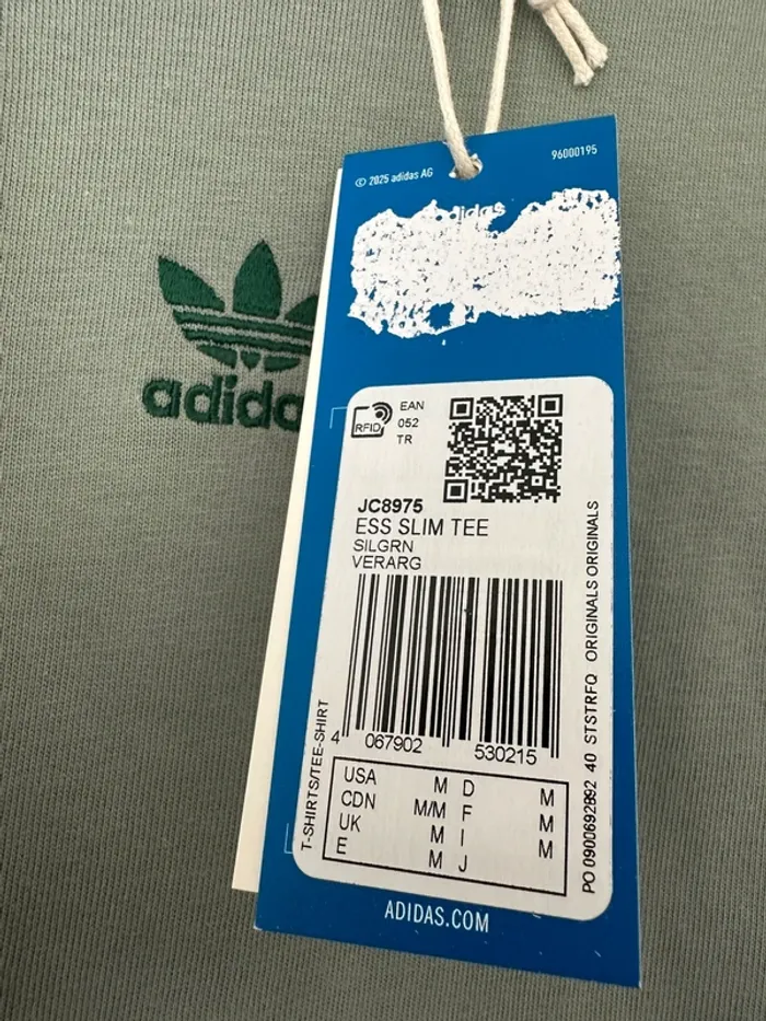 Adidas tshirt slim vert argent taille M neuf avec étiquette - photo numéro 4