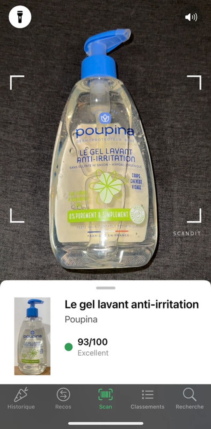 Gel lavant Poupina anti-irritation - Corps, visage & cheveux - Bébé - 485 ml NEUF - photo numéro 3