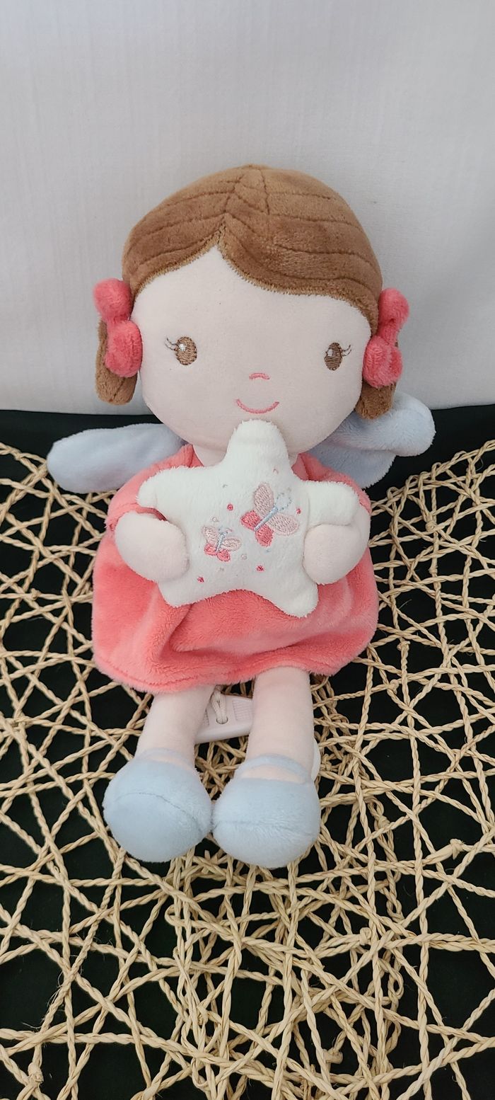 TEX DOUDOU POUPEE ANGE FILLE ROSE MUSICAL ETOILE - photo numéro 2