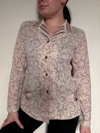 Veste laine vintage beige marron Griffon Frères S/M - rétro élégante