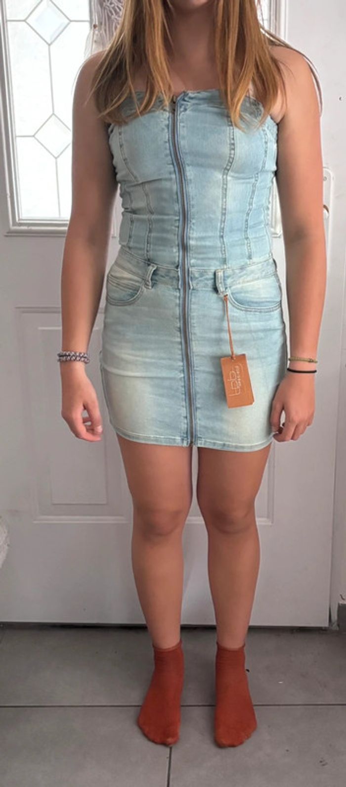 Robe bustier en jean marque LPB taille s / 36 - photo numéro 3