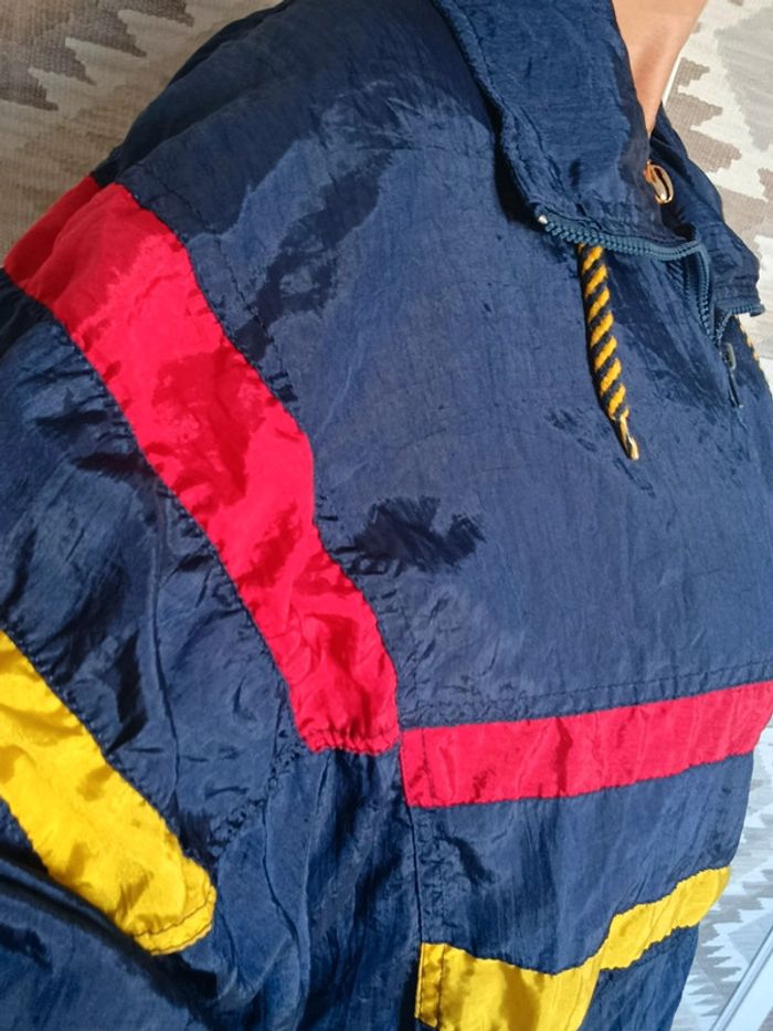 Veste vintage Venezia 80s/90s M Style rétro streetwear bleu marine bandes rouge et jaune mixte - photo numéro 3