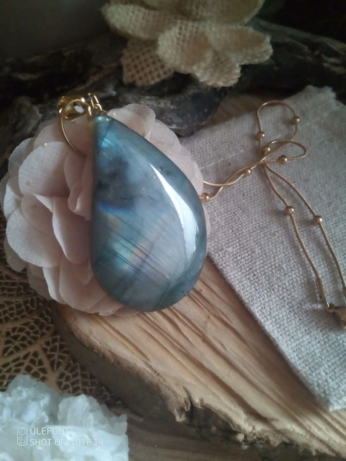 Collier labradorite pierre naturelle à flash bleu - photo numéro 6