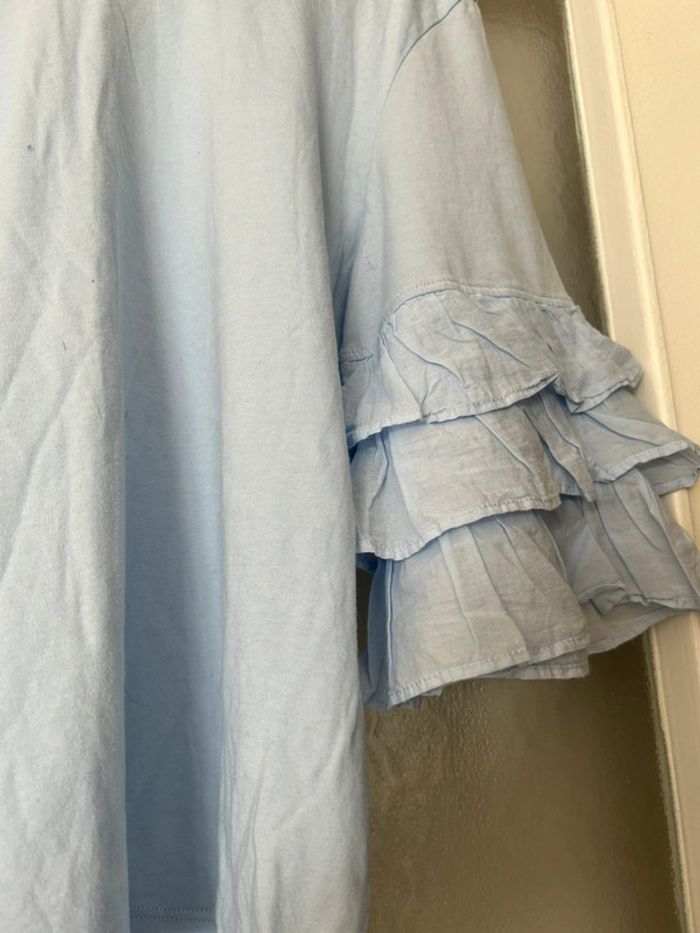 T-shirt bleu clair volant M h&m - photo numéro 2