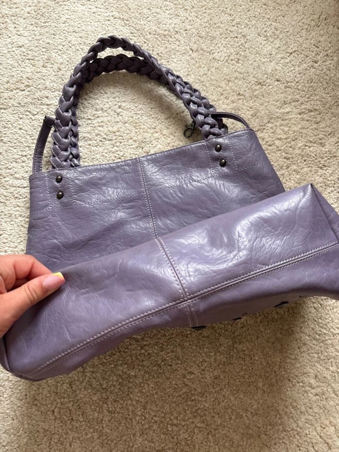 Sac cabas à clous similicuir violet - photo numéro 6