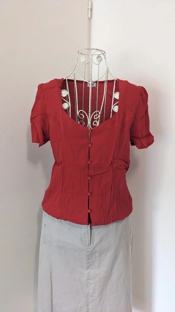 Blouse bodie manches courtes rouge 38