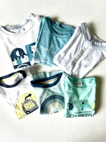 Lot 6 tee-shirts bébé garçon 12 mois – Obaïbi & TAO – manches longues & courtes – bon état