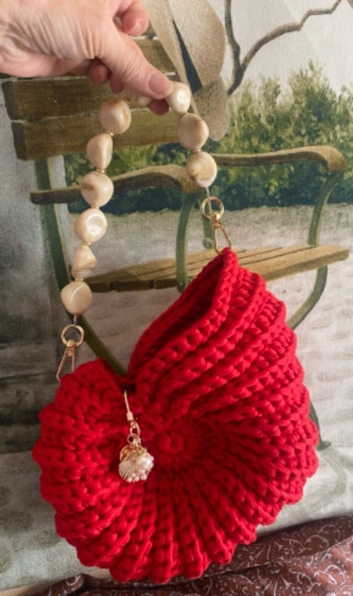 Sac coquillages rouge