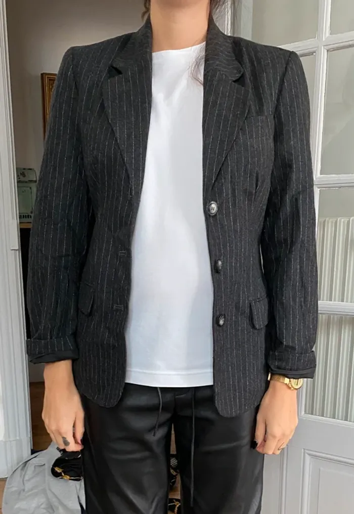 Veste tailleur vintage à rayures Elle