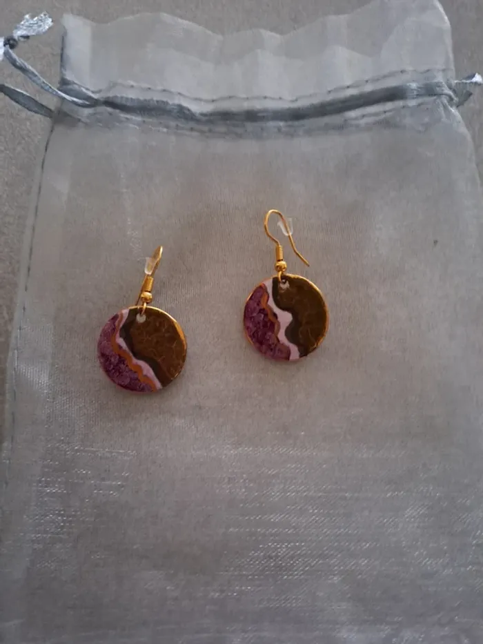 Boucles d'Oreilles Artisanales Acier Double Faces - Fait Main - Pièce Unique - photo numéro 3