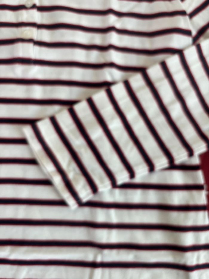 Polo Tommy Hilfiger taille M manche longue liserés bleu et rouge - photo numéro 4
