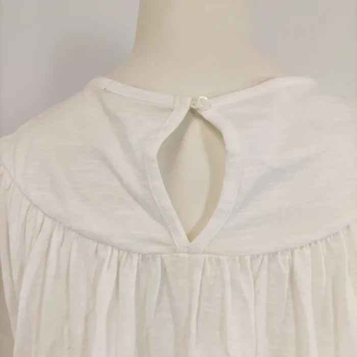 Tshirt blanc coton Neuf - T40 - été printemps basic broderie anglaise au col, manche courte froncés - photo numéro 5