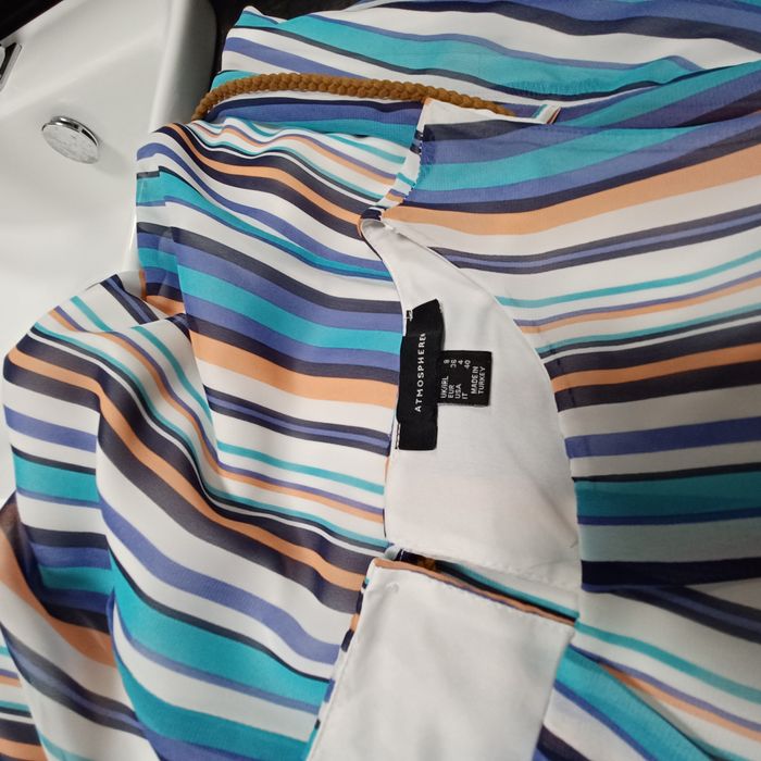 Robe rayée tons de bleu, blanc orangé taille 36 - photo numéro 8