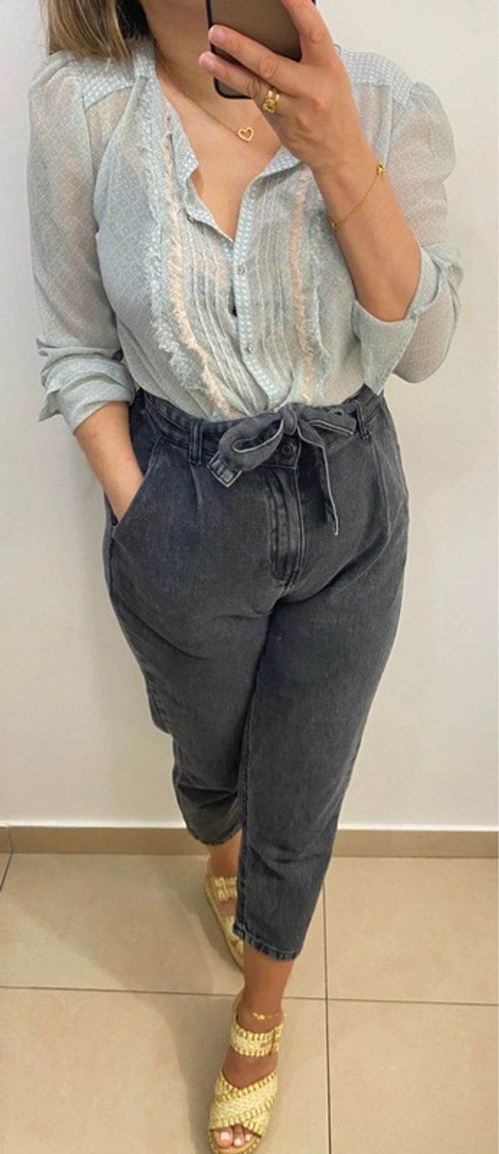 Chemise Imprimée ZARA Transparente Taille M - photo numéro 2
